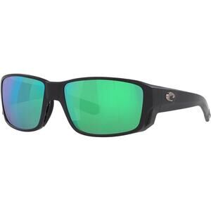 Costa Man Sunglasses Matte Black Frame, Polarized Green Mirror Lenses, 60MM
